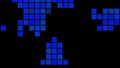 Black background.Design.Blue and yellow squares in abstraction run over a black background like tetris.