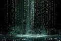 Black background, digital rain of numbers falling from the sky. the numbers form complex patterns that resemble code or data Royalty Free Stock Photo