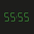 Black background electronic clock with four green numbers and datum 55:55 Ã¢â¬â repeating fifty five