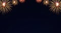 Festive Fireworks Border on Night Sky with Copy Space Royalty Free Stock Photo