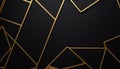 Black background with gold geometric lines and shapes Royalty Free Stock Photo