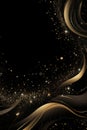 A Black Background With Gold Swirls And Stars Royalty Free Stock Photo