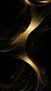 Black Background with Gold Swirls and Stars Royalty Free Stock Photo