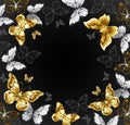 Black background with golden butterflies