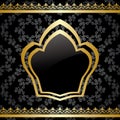 Black vector background with golden heraldic frame