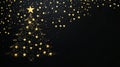 Black background with golden stars forming a Christmas tree shape . Royalty Free Stock Photo