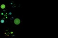 Black background. Green left bubble