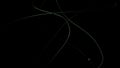 Black background with green and red lines. Design. Small illuminated animation circles move along thin stripes in the