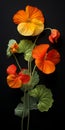 Hyper Realistic Nasturtium: Vibrant Orange Flower With Stem