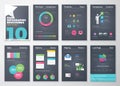 Black background infographic brochures and flat colorful style