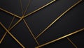 Black background with intersecting gold geometric lines Royalty Free Stock Photo