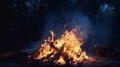 Black background with an isolated campfire in flames.