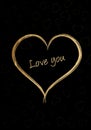 Black background with luxery golden hearts. Valentines day illustration