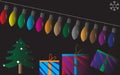 Black background on merry christmas theme with light. Royalty Free Stock Photo