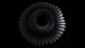 Black background. Motion. A huge long spring of gray and blue color moves in a spiral in animation. Royalty Free Stock Photo