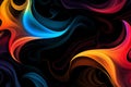 A black background with neon swirls