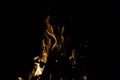 Black background with a pattern of fire and smoke. Background and texture.