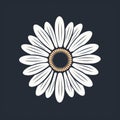 Vintage Graphic Design: White Daisy Icon On Dark Background