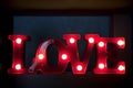 Lighted arrangement with the word LOVE