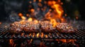On a black background, there is an empty fire grid with flames on a barbecue grill Royalty Free Stock Photo