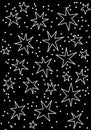 Black background with white assorted stars on it