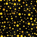 Black background with various yellow dots, geometric pattern, abstraction. Beautiful stylish modern background Royalty Free Stock Photo