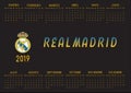 Black backgrounded 2019 Real Madrid calendar