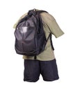 Backpack, sports shorts, t-shirt isolated on white foane. clothes for every day