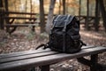 Black backpack. Generate Ai