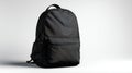 Black school backpack mockup isolated on white background. Modern, practical design. Blank template for Royalty Free Stock Photo