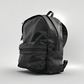 Black backpack mockup made of dense durable fabric on white background Royalty Free Stock Photo