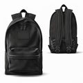Black backpack mockup made of dense durable fabric on white background Royalty Free Stock Photo