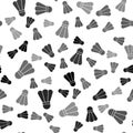 Black Badminton shuttlecock icon isolated seamless pattern on white background. Sport equipment. Vector Illustration Royalty Free Stock Photo