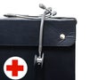 Black bag and stethoscope insolated on white backgound Royalty Free Stock Photo