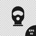 Black Balaclava icon isolated on transparent background. A piece of clothing for winter sports or a mask for a criminal