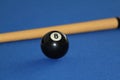 Black ball on pool table Royalty Free Stock Photo