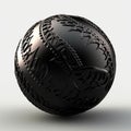 Black Ball With Tattoo Details: Zbrush Sculpture In Monochromatic Palette