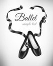 Black ballet shoes on background