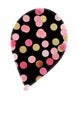 Black balloon with pink Gold Polkadots on transparent background