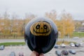 Black balloon with a pumpkin drawnHalloween symbol Royalty Free Stock Photo