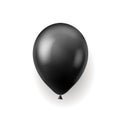 Black balloon. Round flying glossy decorative rubber helium toy with shadow, Birthday party gift or decor, celebration