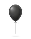 Black balloon with string. Round holiday fun filled with helium with shiny inflatable gradient.