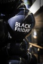 Black balloons with Black Friday logo. Royalty Free Stock Photo