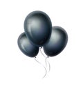 Black balloons group and bunch isolated on white background. 3d realistic helium ballon. Decoration for birthday, party