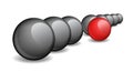 Black balls with one red ball standing ahead the Royalty Free Stock Photo