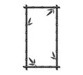 Black bamboo stalk rectangle frame. Vertical natural text box. Bamboo branch border with leaves. Blank frame template