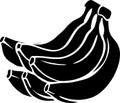 black banana fruit silhouette or food logo flat illustration for tropical areas and fruits season