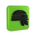 Black Bandana icon isolated on transparent background. Green square button.
