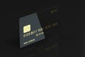 Black bank card with golden numbers, 3d rendering