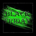 Black banner concept with green watercolor smear. Abstract black friday banner concept